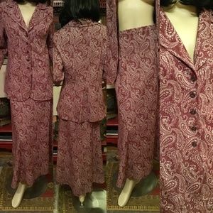 Vintage 1970s Collegian of California Paisley Suit Maxi Skirt and Jacket